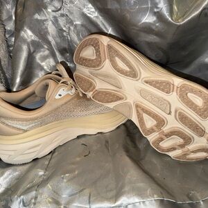 Hoka One One Cream and Tan Sneakers